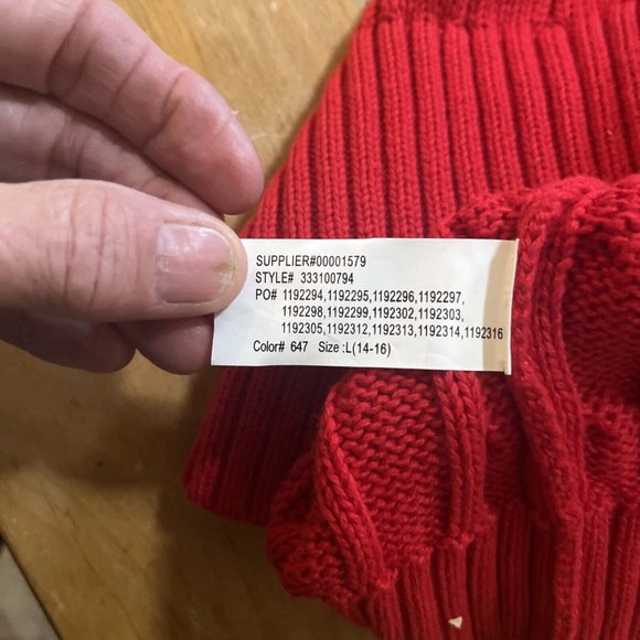 Chaps Cable Knit Sweater Vest RED Boys L 14/16 100%cotton - Picture 7 of 8